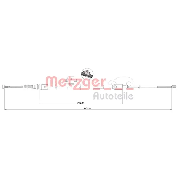 Vajer, parkeringsbroms, Höger bak - P1042767 - peugeot 308 ii - OE 9678419280