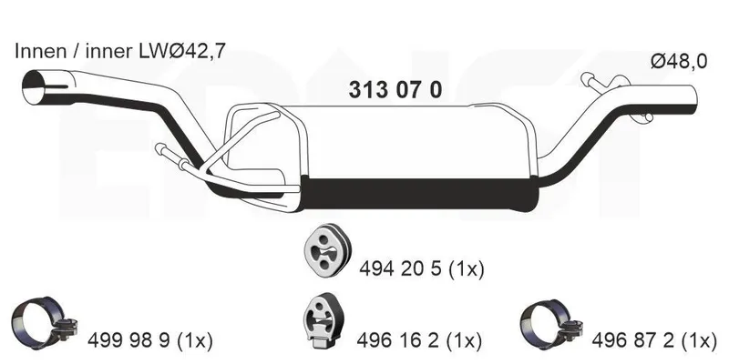 Mittenljuddämpare ERNST 313070