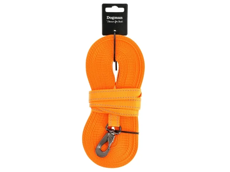 Dogman Iris Vävd Spårlina med Karbinhake Orange 20mm 15m