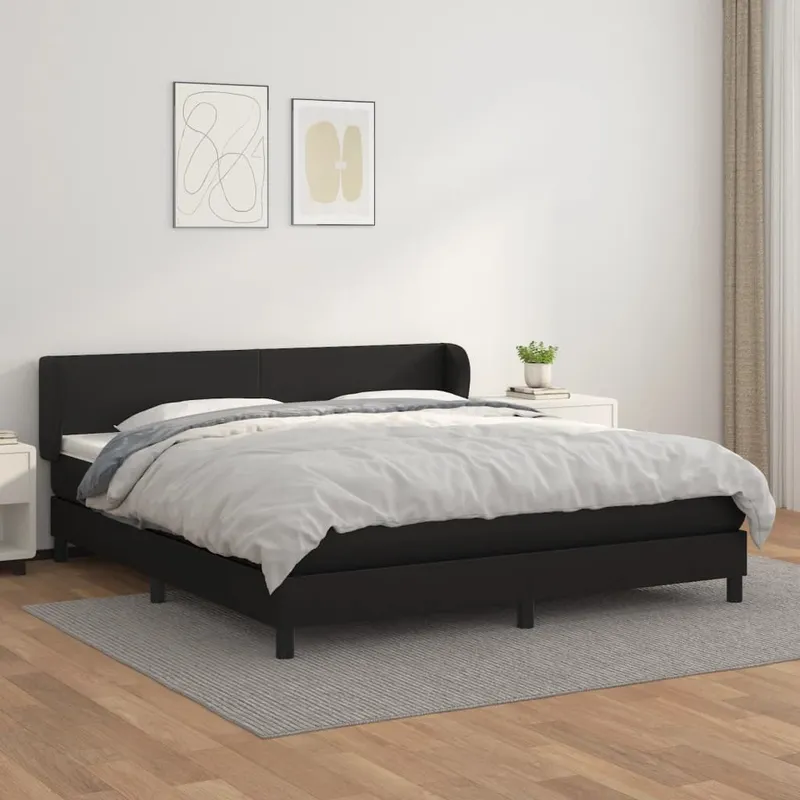 vidaXL Ramsäng med madrass svart 180×200 cm konstläder (#0812)