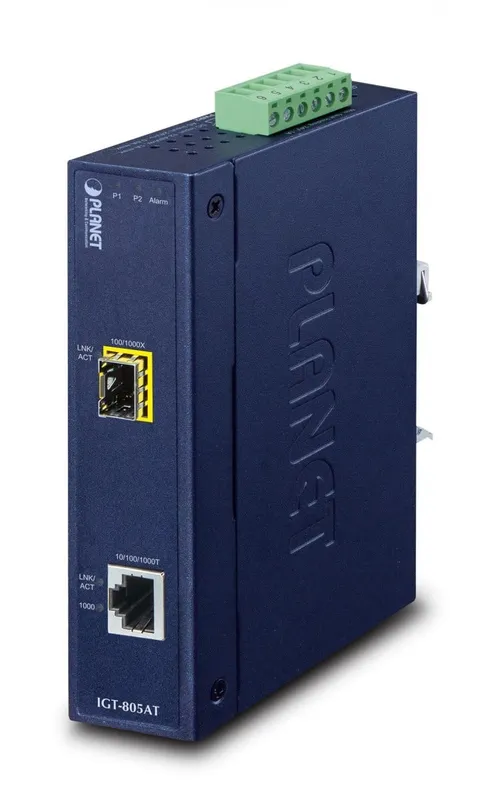 PLANET IGT-805AT Industrial 10/100/1000BASE-T to 100/1000BASE-X SFP Media Converter