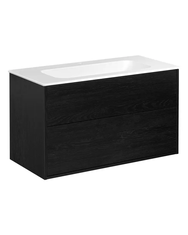 Gustavsberg Artic GB71ACVU10TKSW1 Kommodpaket svart askfaner/mattvit, 100 cm, 1 blandarhål Svart askfaner/mattvit