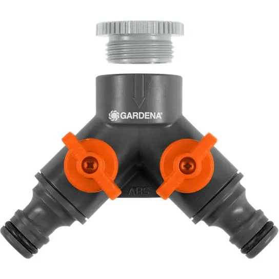 Gardena 2-vägskran med adapter 1/2"-3/4"