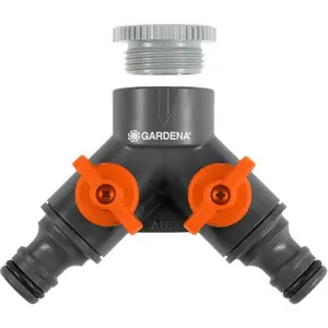 Gardena 2-vägskran med adapter 1/2"-3/4"