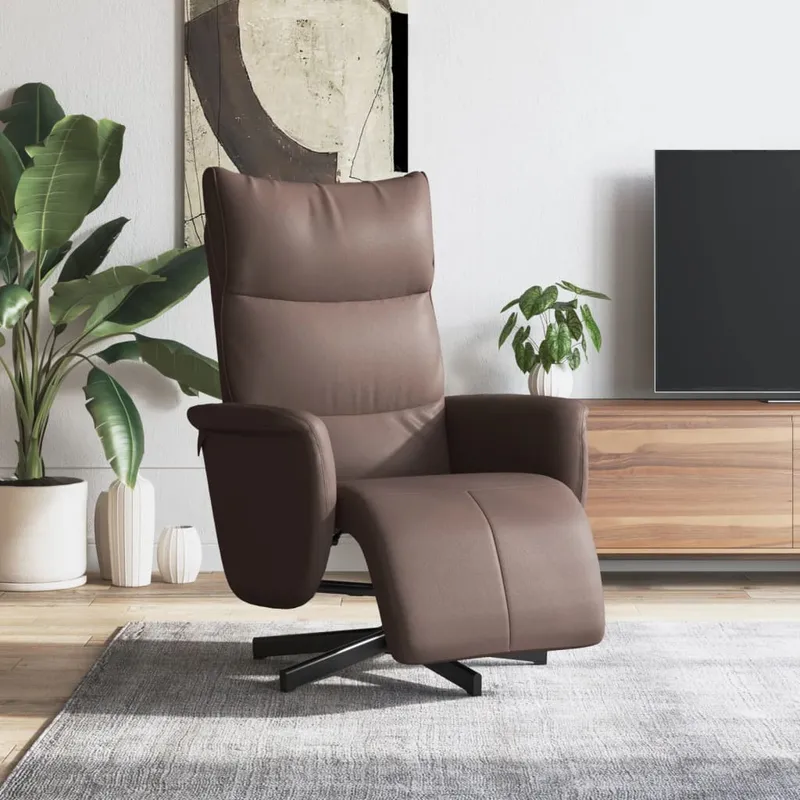 vidaXL Reclinerfåtölj med fotstöd brun konstläder (#3688)