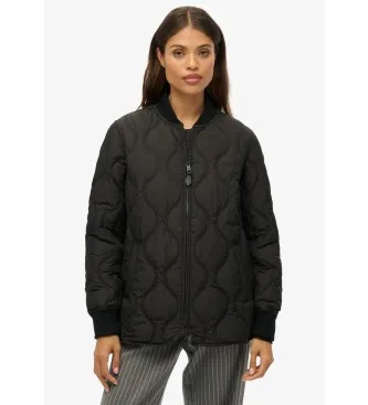 Superdry för kvinnor. W5011931A Kort quiltad fodrad jacka svart (XS), Casual, Polyester