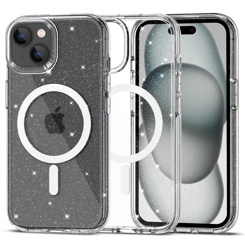 Tech-Protect FlexAir Hybrid MagSafe Case for iPhone 15 - Clear Glitter