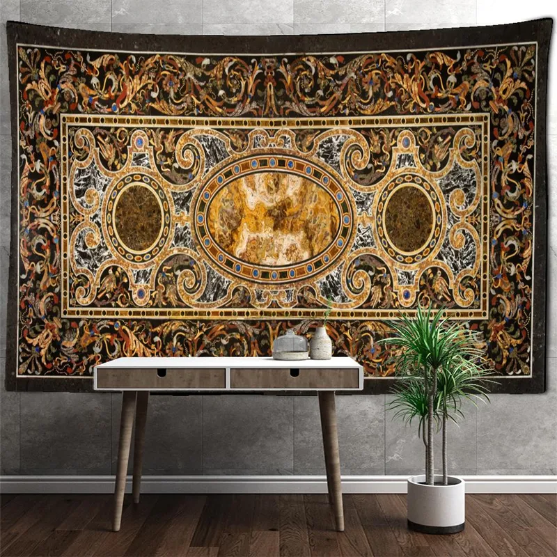 Retro Mandala-teppe Vegghengende bohemsk stil Psykedelisk hekseri Tapiz Hippie SoveromsteppeHjemmeinnredning 95x70cm (#5267)