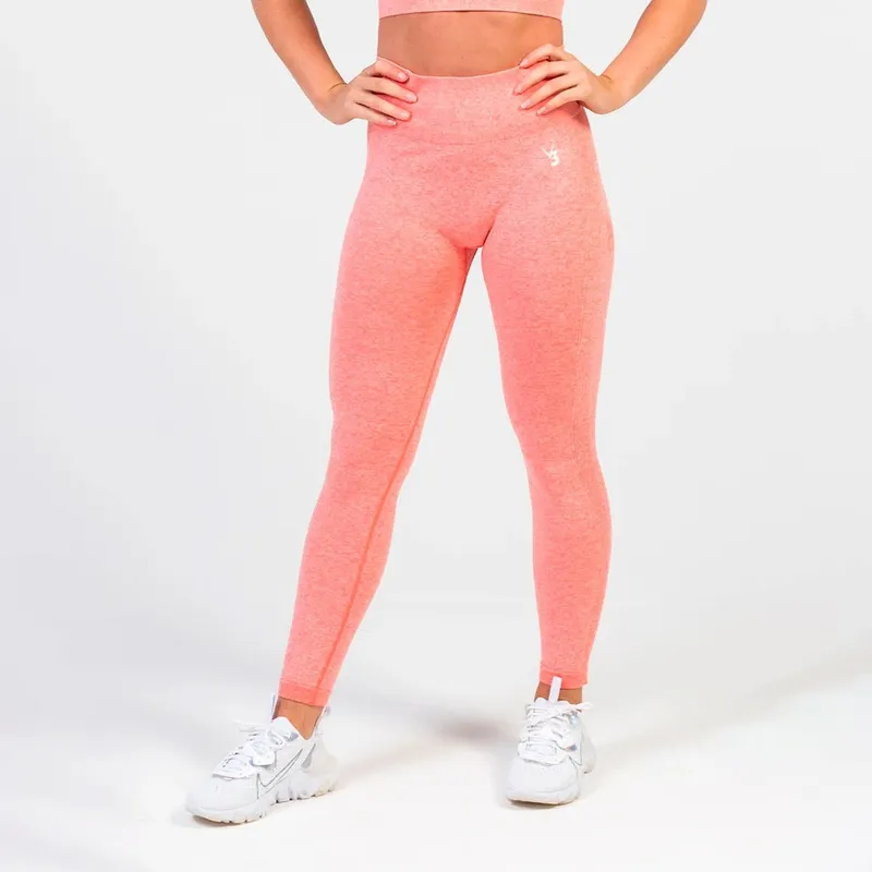 V3 Apparel Define Seamless Scrunch Leggings - Peach Marl - Medium - Kvinnor