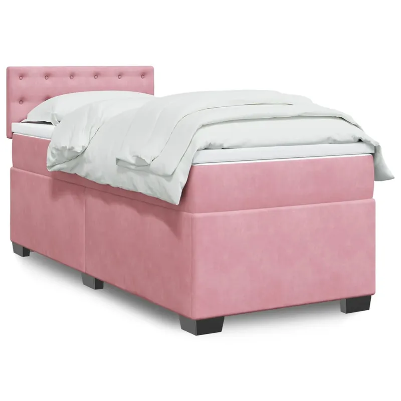 vidaXL Ramsäng med madrass rosa 100×200 cm sammet (#4335)