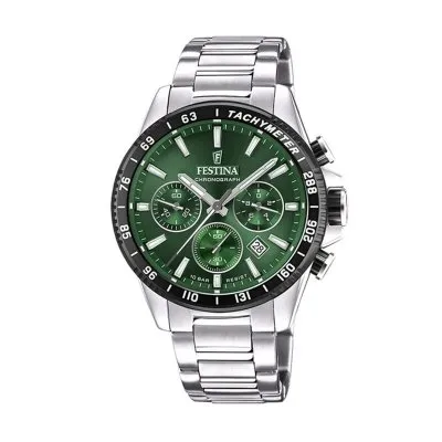 Festina Timeless Kronograf Rostfritt Stål Grön Urtavla Kvarts F20560-4 100M Herrklocka grön