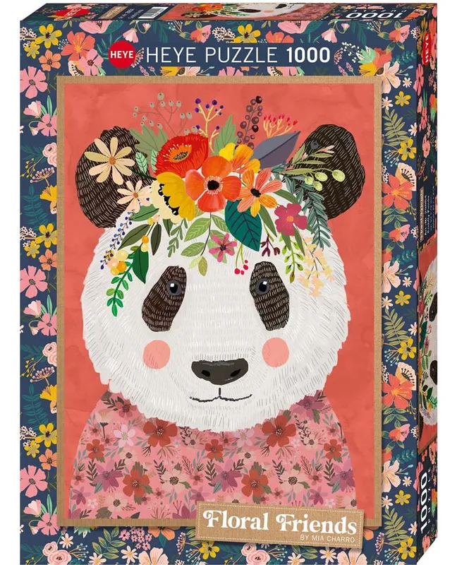 Pussel – Art Floral Friends: Gosig Panda 1000 Bitar