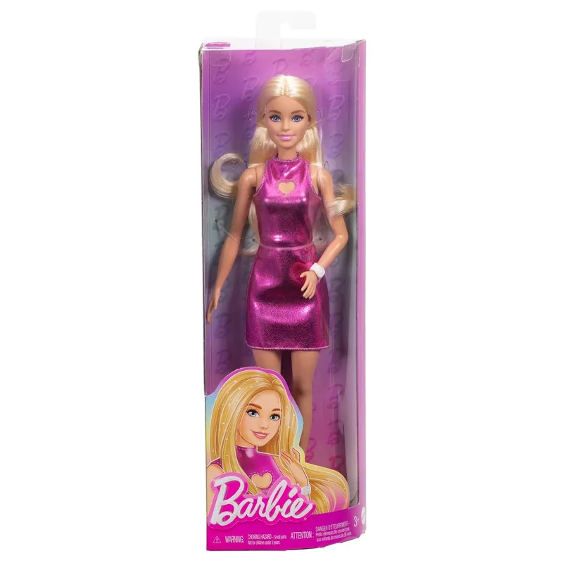 Barbie Fashionista Modedocka Rosa Metallicklänning