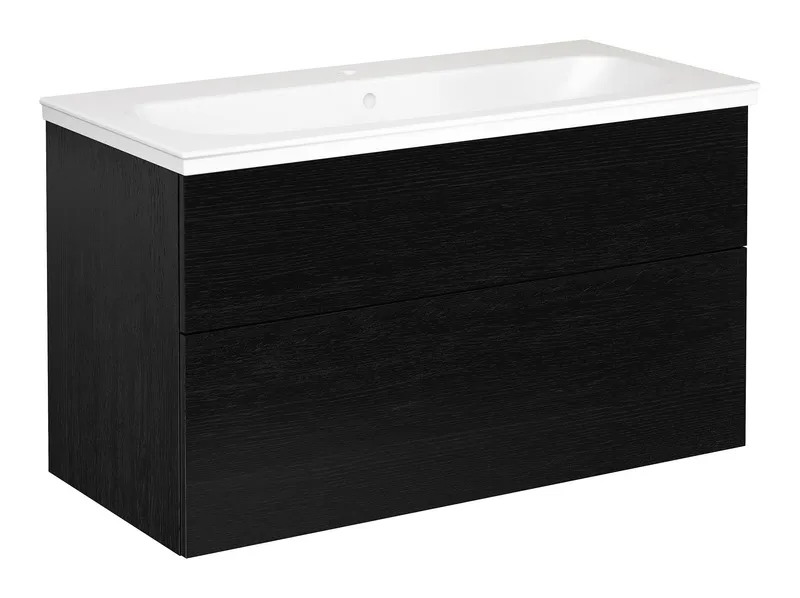 Gustavsberg Artic Kommodpaket svart ek, 100 cm, 1 blandarhål