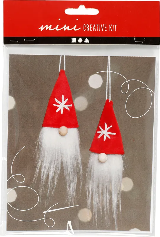 Mini DIY Kit, hängande tomtenissar, H: 11 cm, 1 förp.