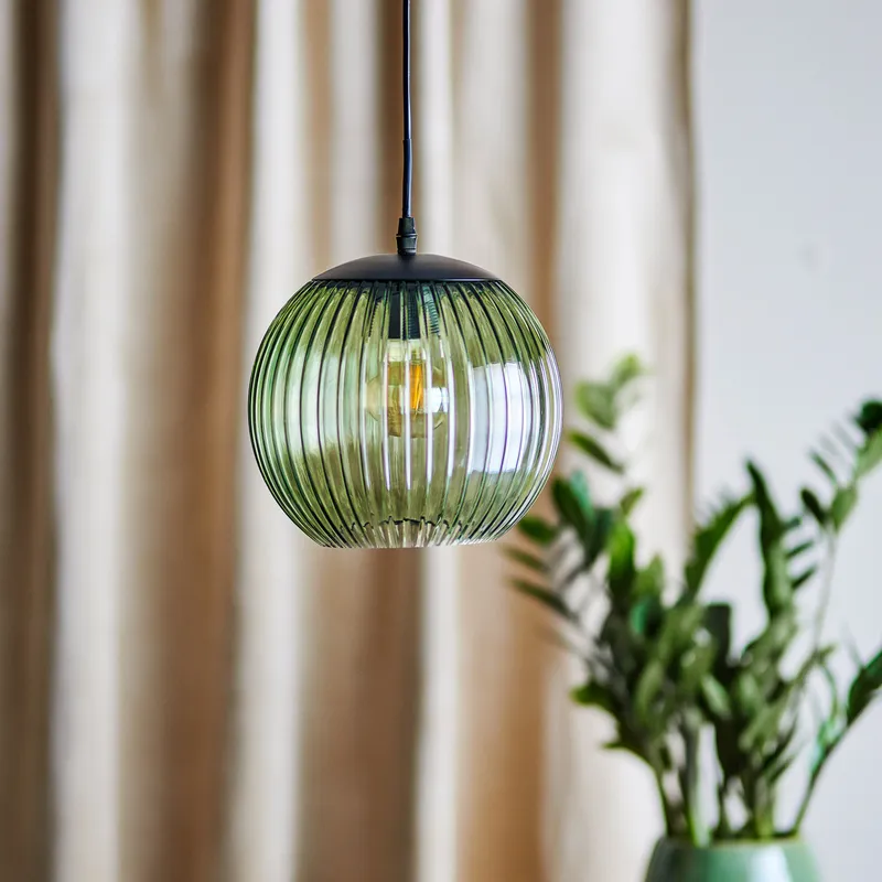 Sybia hänglampa, grön, glas, Ø 23 cm - Bloomingville - Matsal - Skandinavisk - Klot