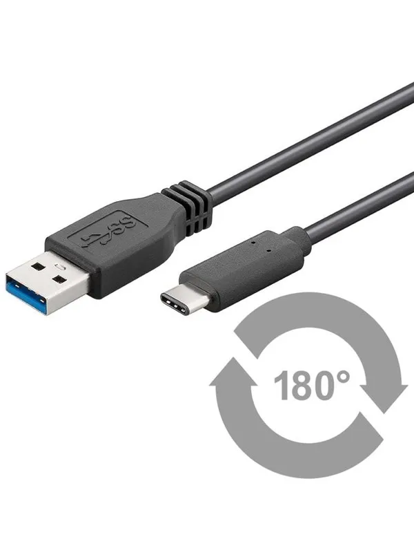 Pro USB-A USB-C - 0.5m - USB 3.0 - Svart