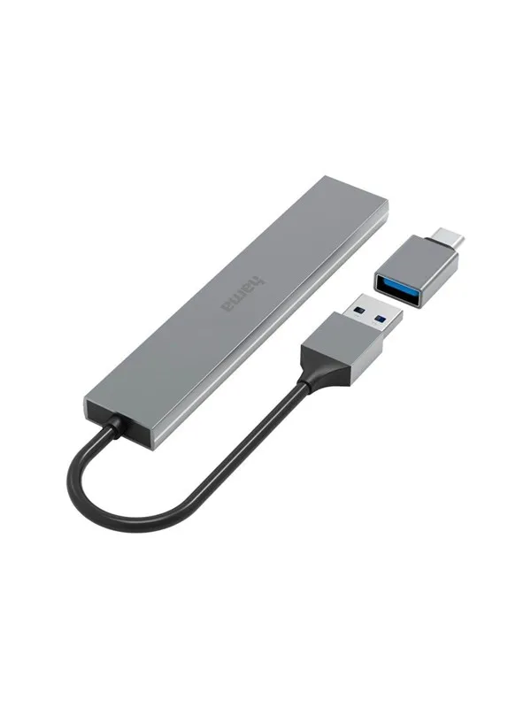 Hama Prime Line - Hubb - ultra slimmad - skrivbordsmodell - med USB-C adapter