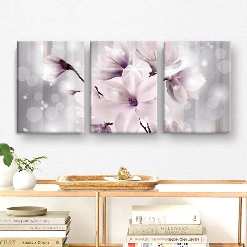 Canvastavla / Tavla Set – Blommor – 90×40 cm – Canvas