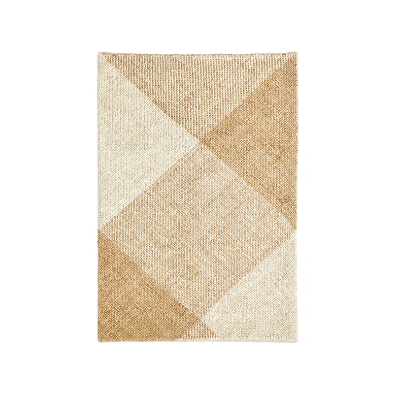 KAVE HOME Maelan matta, rutig, rektangulär - naturfärgad/brun jute/bomull (160×230)