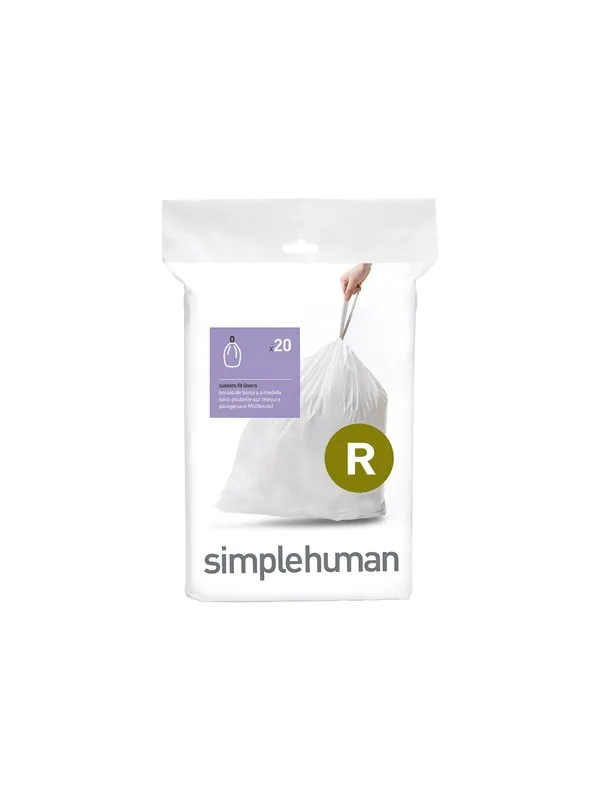 Simplehuman Kod R skräddarsydda soppåsar, förpackning med 20, vit