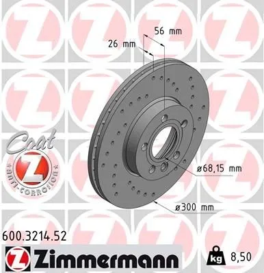 Bromsskiva ZIMMERMANN 600.3214.52