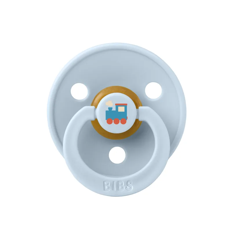 BIBS Colour Napp Holiday Train Latex Stl 1, Baby Blue