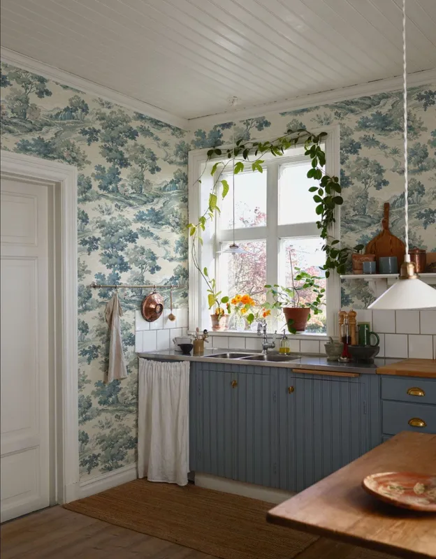 Duro Boulognerskogen 540-02 Tapet Gammalsvenska Papper Blå