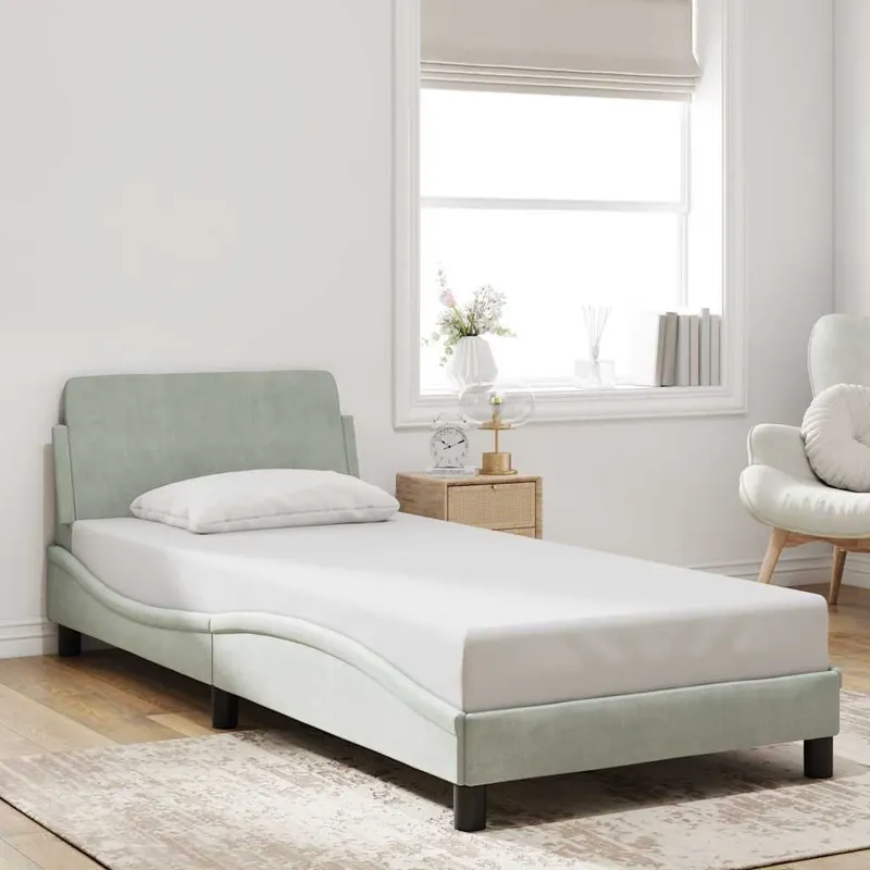 vidaXL Sängram Dover ljusgrå 80×200 cm sammet