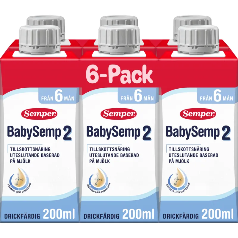 Semper BabySemp 2 Drickfärdig 6 mån 6 x 200 ml