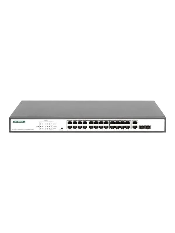DIGITUS DN-95343 24 Port Fast Ethernet PoE Switch 19 Inch Unmanaged 2 Uplinks