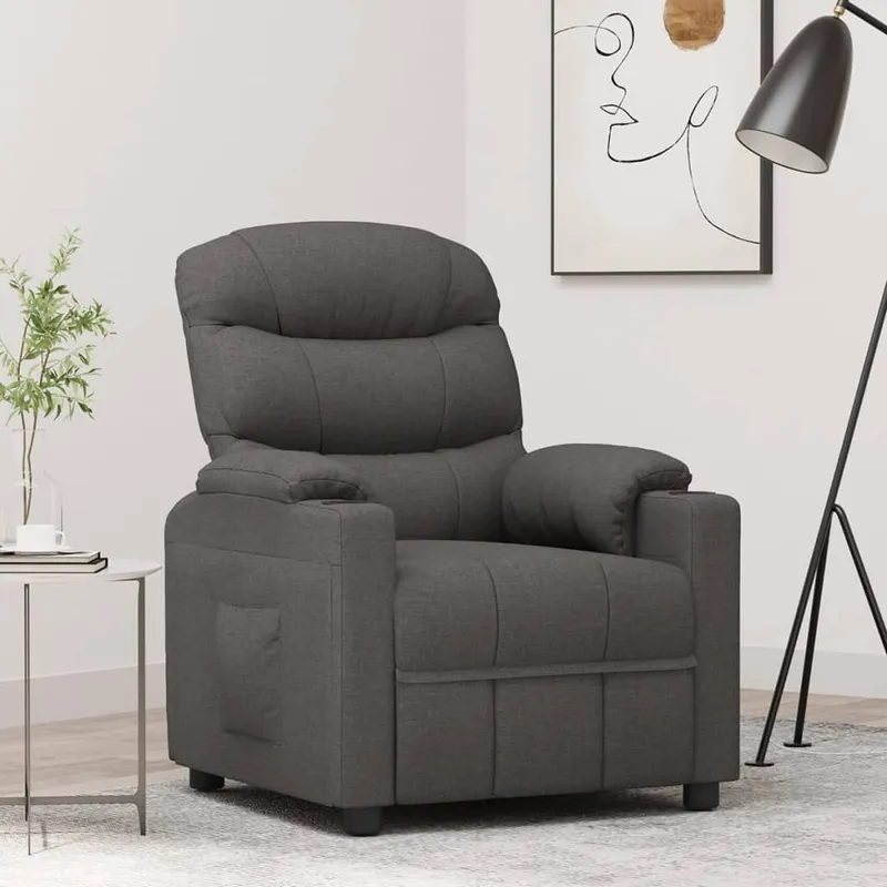 vidaXL Reclinerfåtölj mörkgrå tyg (#2065)
