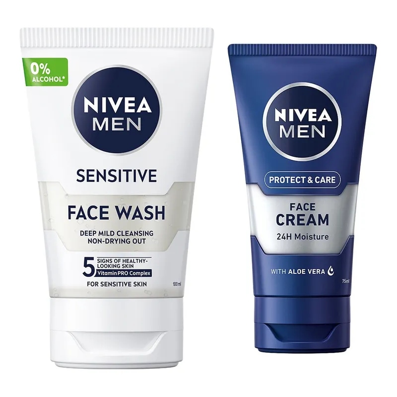 NIVEA Sensitive Skin Essentials Set Face Wash 100 ml & Moisturiser 75 ml - 175 ml