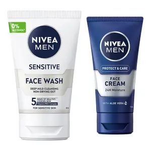 NIVEA Sensitive Skin Essentials Set Face Wash 100 ml & Moisturiser 75 ml - 175 ml
