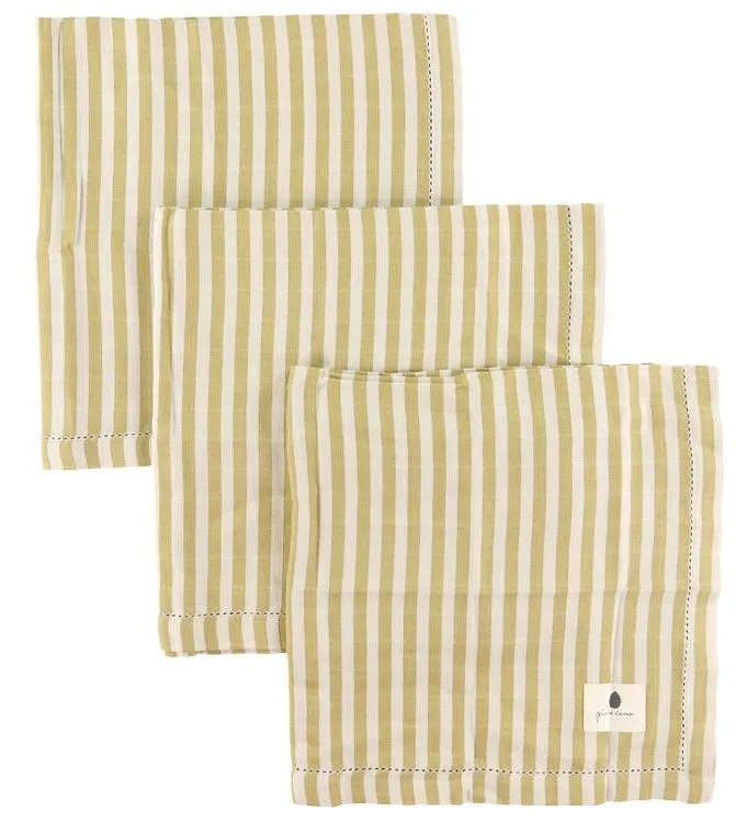 Pine Cone Muslinfilt - 3-pack - 70×70 cm - Edith - Mustard Strip