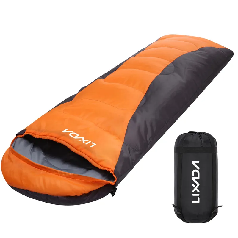 Lixada sovsäck för vuxna pojkar och flickor 4-säsong camping varm sovsäck Vattentät med 1300g orange/grå