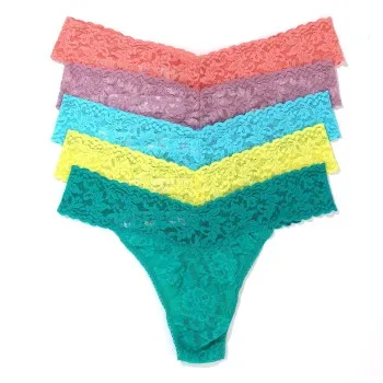 Hanky Panky Trosor 5P Signature Lace Original Rise Thongs Flerfärgad-2 nylon One Size Dam