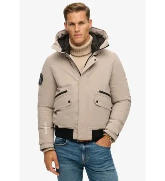 Superdry för män. M5011908A City beige quiltad bomberjacka (M), Casual, Återvunnen polyester, Hållbar