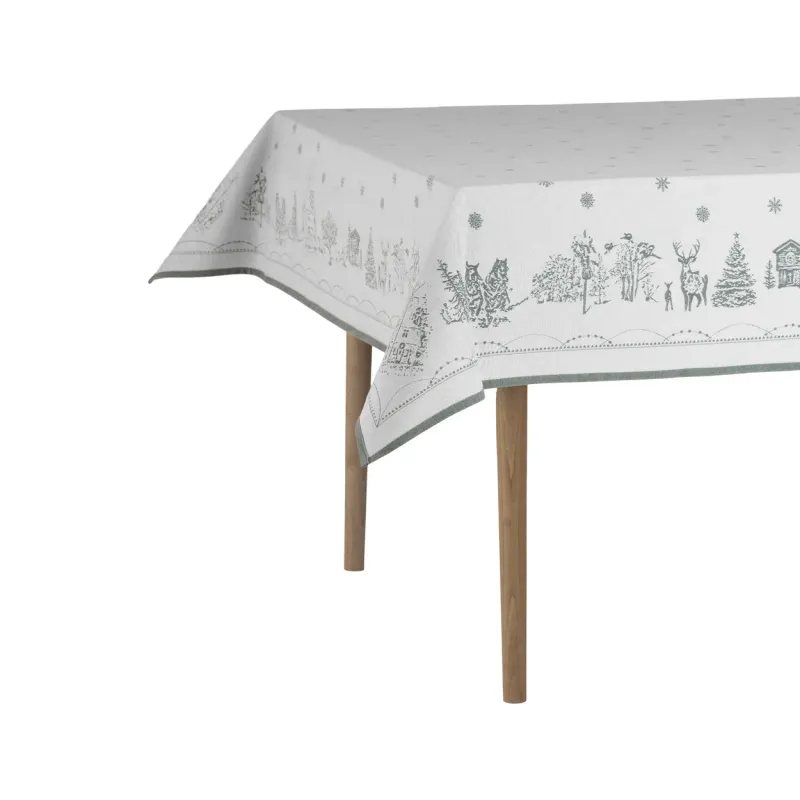 Wik & Walsøe Julemorgen duk Vit-grön, 140×300 cm