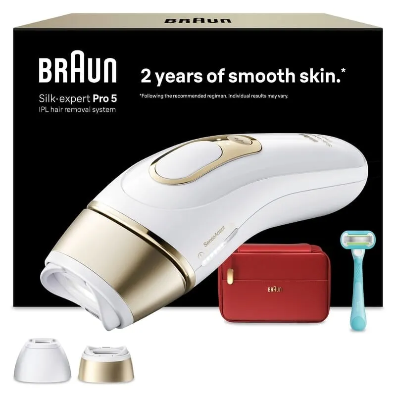 Braun Silk·expert Pro 5 IPL-hårborttagningssystem PL5221, vit/guld
