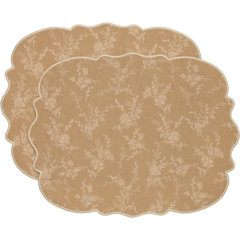 Decotique Gia bordstablett blomma 35 x 45 cm 2-pack, beige