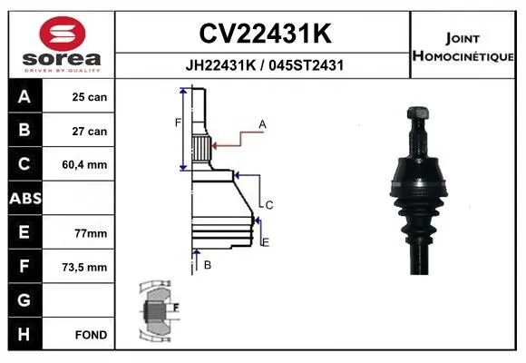 Ledsats, drivaxel EAI CV22431K