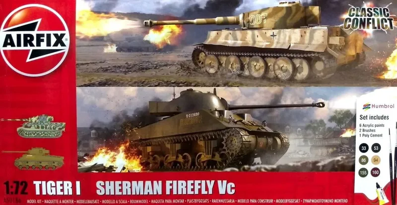 Airfix Classic Conflict Tiger 1 vs Sherman Firefly Vc 1:72 Modellbyggsats – Airfix – Leksaksaffären