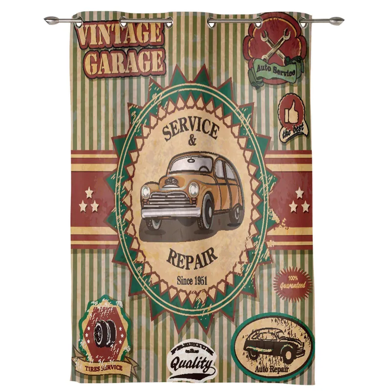 Moderne vindusgardiner for stue Billboard bil retro striper gardiner for barnerom kjøkkeninnredning persienner draperier 135W x 60H(cm) x1 (#4834)