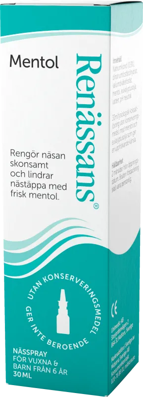 Renässans Nässpray koksaltlösning mentol 30 ml