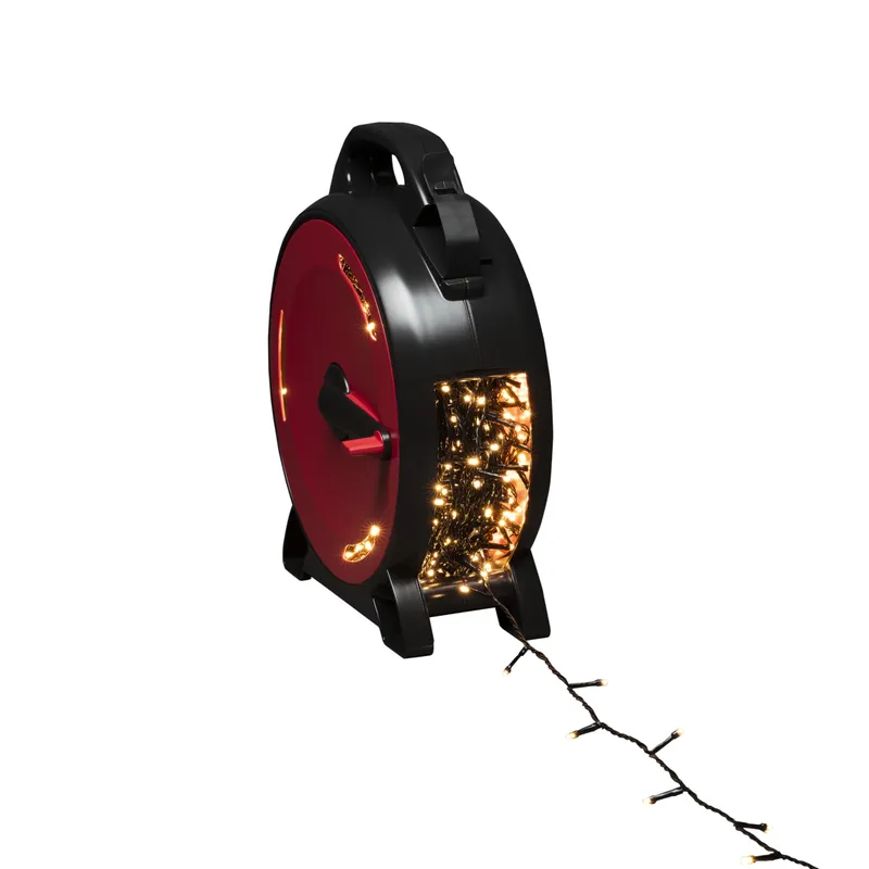 Konstsmide 3838-107 Sladdvinda varmvita, svart soft-kabel 55.93 m