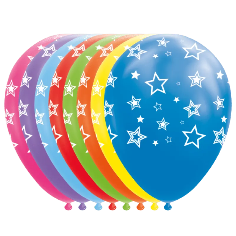 Globos Balloons Stars Mix Colors 30cm 8pcs.
