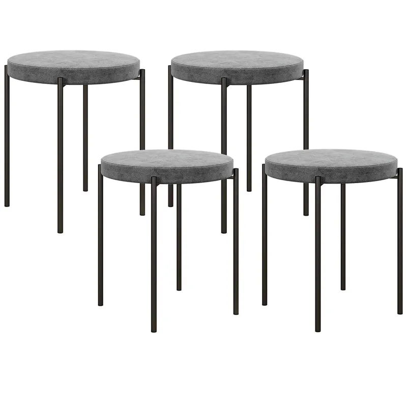 Stapelbara matsalspallar med vadderad sammetslook