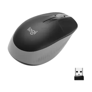 Logitech M190 Trådlös Optisk Datormus i Fullstorlek - Mellangrå - Mouse - Optic - 3 knappar - Grå