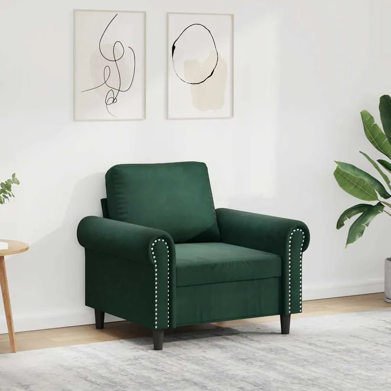 vidaXL Fåtölj mörkgrön 60 cm sammet